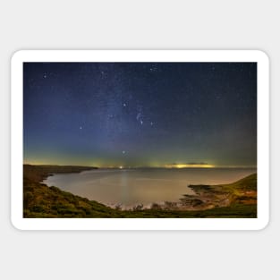 Fall Bay on Gower in Wales at Night Sticker